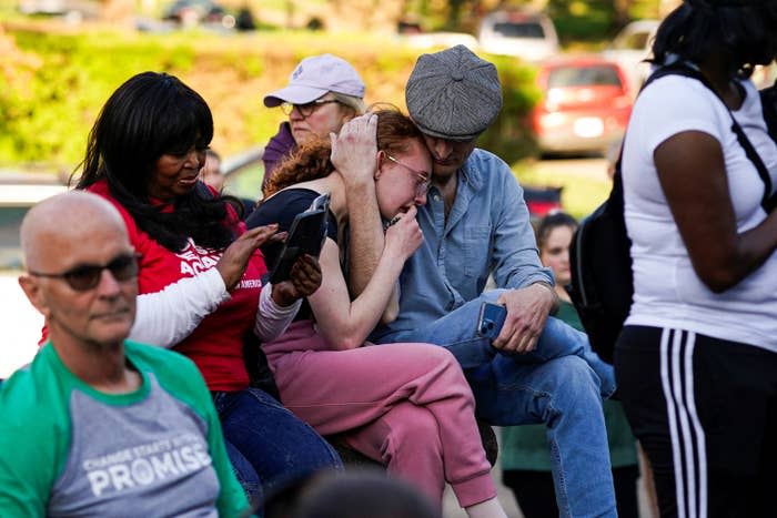 Community members attend a vigil at Crescent Hill Presbyterian Church in Louisville, Kentucky, on April 10, 2023.