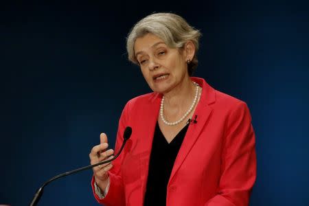 United Nations cultural organization UNESCO Director-General Irina Bokova of Bulgaria speaks during a debate in the United Nations General Assembly between candidates vying to be the next U.N. Secretary General at U.N. headquarters in Manhattan, New York, U.S., July 12, 2016. REUTERS/Mike Segar