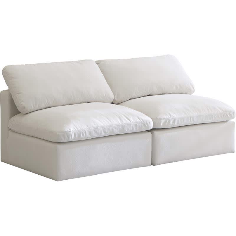 Meridian Furniture Plush Standard Cream Velvet Cloud Modular Armless Sofa