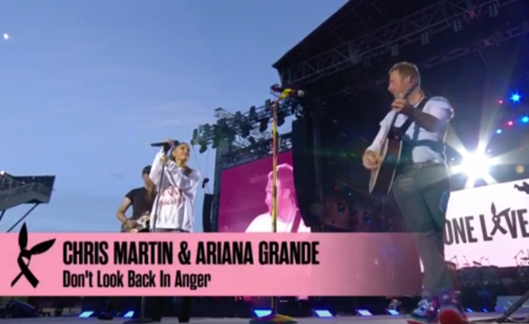 Coldplay’s Chris Martin serenades Ariana Grande at One Love Manchester