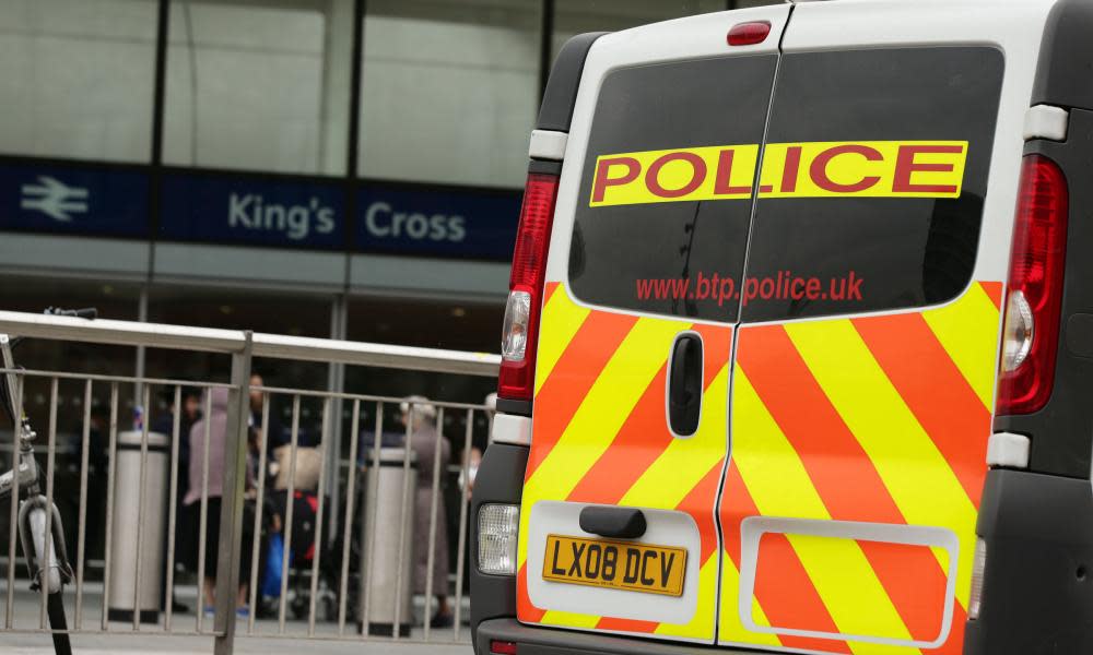 A British Transport Police vehicle outside King’s Cross station in central London