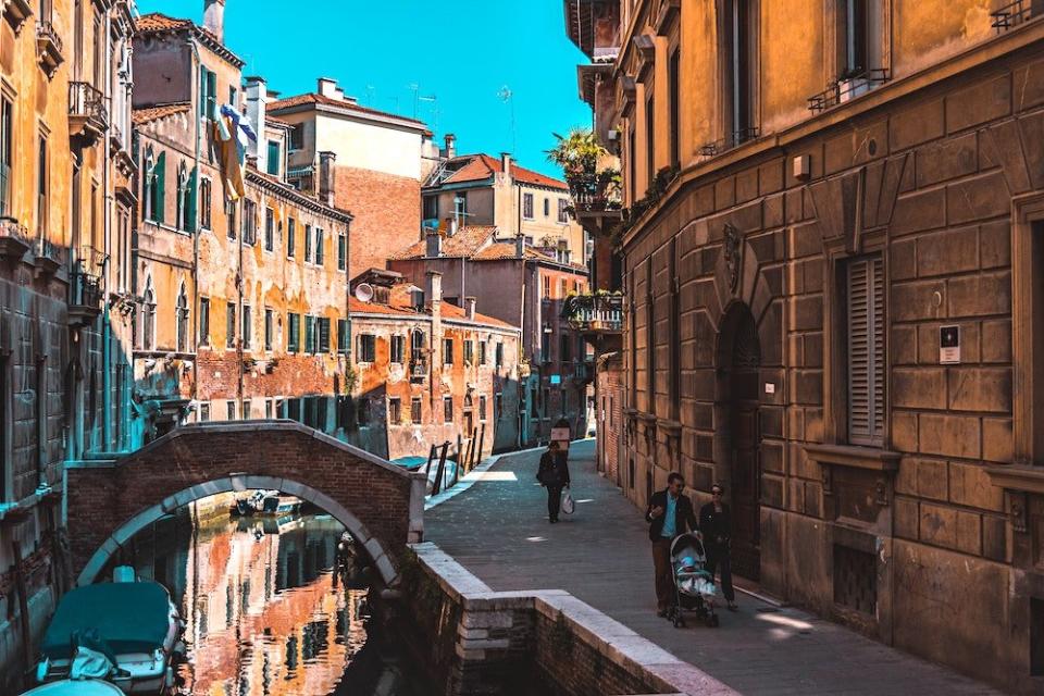 Venice street and bridges on foot 