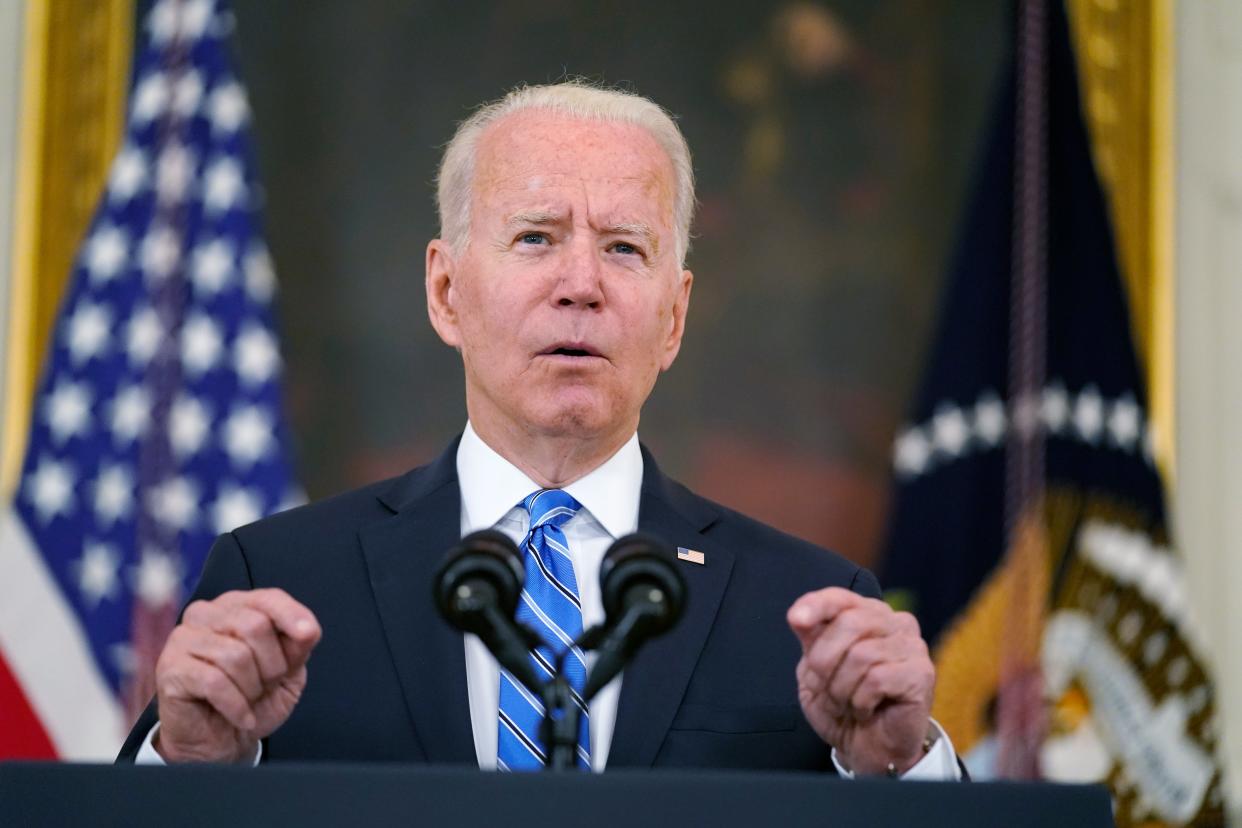 President Joe Biden delivers an address on the economy at the White House. (Copyright 2021 The Associated Press. All rights reserved)