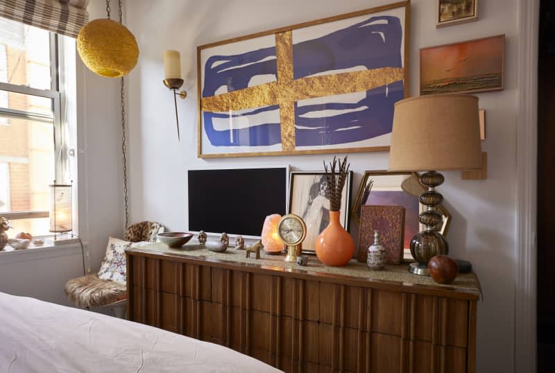 Vintage credenza in bedroom.