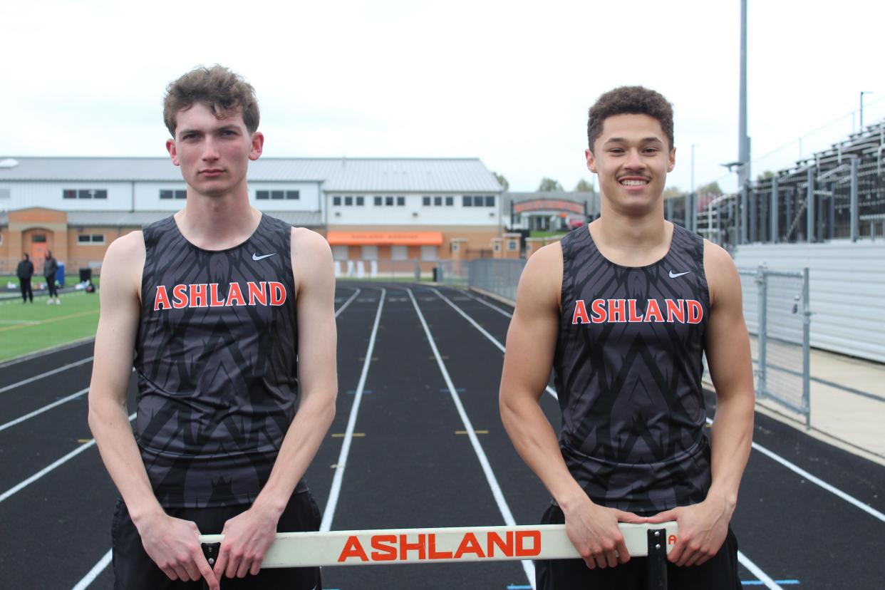 Ashland's Braydon Martin (left) and Jayden Goings (right) have formed quite the 1-2 punch in both hurdle events over the last two years.