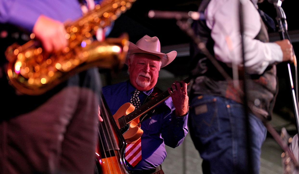 Musicians perform in the First Financial Pavilion for the annual Cowboy Gathering event Saturday, Sept. 11, 2021.