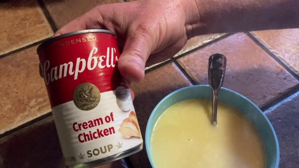 A can of Campbell's Cream of Chicken Soup