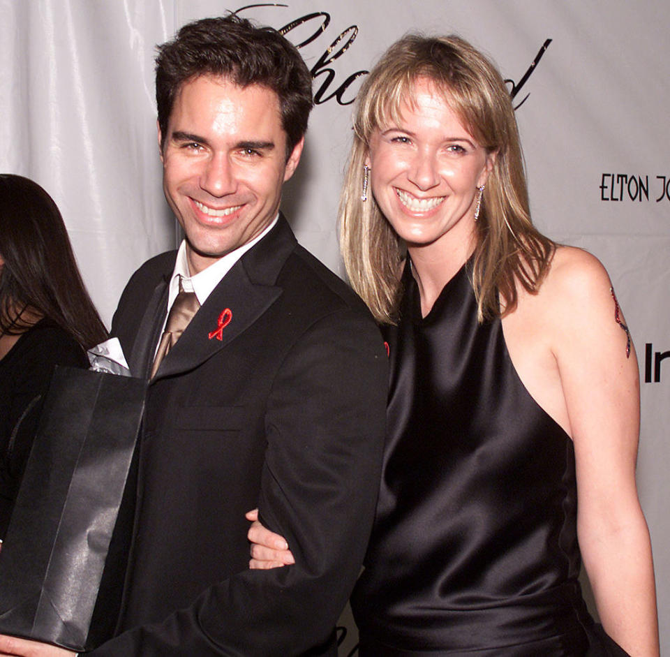 Eric McCormick and Janet Leigh Holden at Elton John's party in 2001