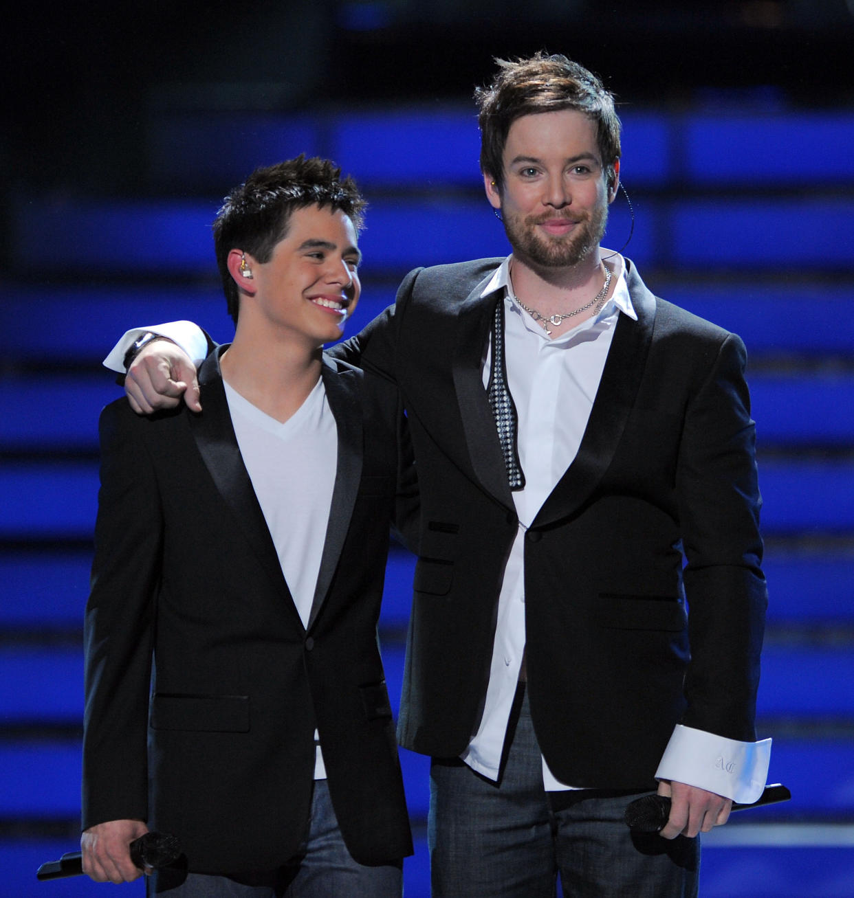 David Archuleta and David Cook onstage at the 'American Idol' Season 7 finale in 2008. (Photo: M. Caulfield/WireImage)