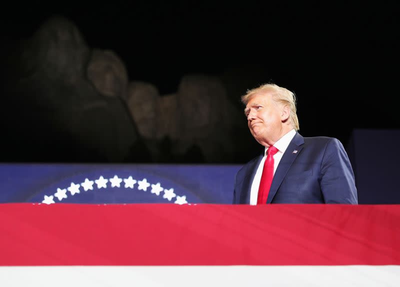 U.S. President Trump and first lady Melania Trump attend South Dakota's U.S. Independence Day Mount Rushmore fireworks celebrations at Mt. Rushmore in South Dakota