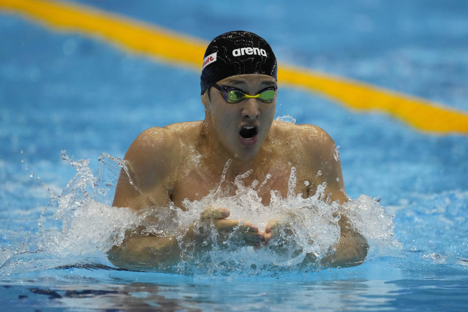 Japan's Daiya Seto competes during the men's 200m individual medley swimming semifinal at the World Swimming Championships in Fukuoka, Japan, Wednesday, July 26, 2023. (AP Photo/Lee Jin-man)