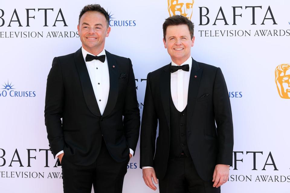 Ant McPartlin and TV partner Decland Donnelly attended the TV BAFTA Awards on Sunday (Getty Images)