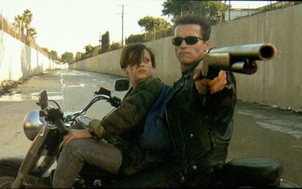 Edward Furlong and Arnold Schwarzenegger in T2