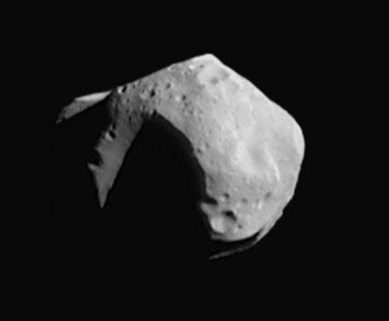 Asteroid Mathilde was photographed on June 27, 1997, by NASA's NEAR -- Near Earth Asteroid Rendezvous -- spacecraft, 2,400 km away from the asteroid.