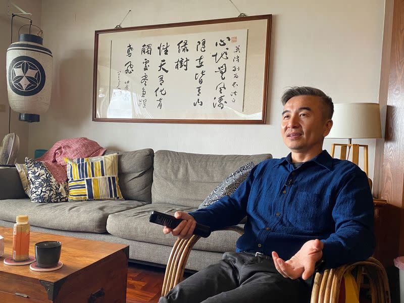 S. Leo Chiang, director of the Oscar-nominated Taiwanese short documentary Island in Between, attends an interview with Reuters at his house in Taipei