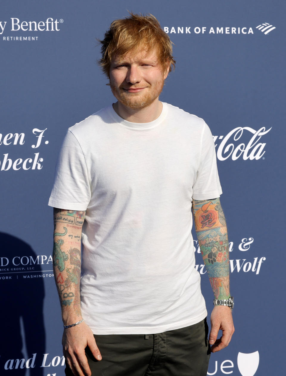 Ed Sheeran arrives at the Los Angeles Dodgers Foundation's 2024 Blue Diamond Gala