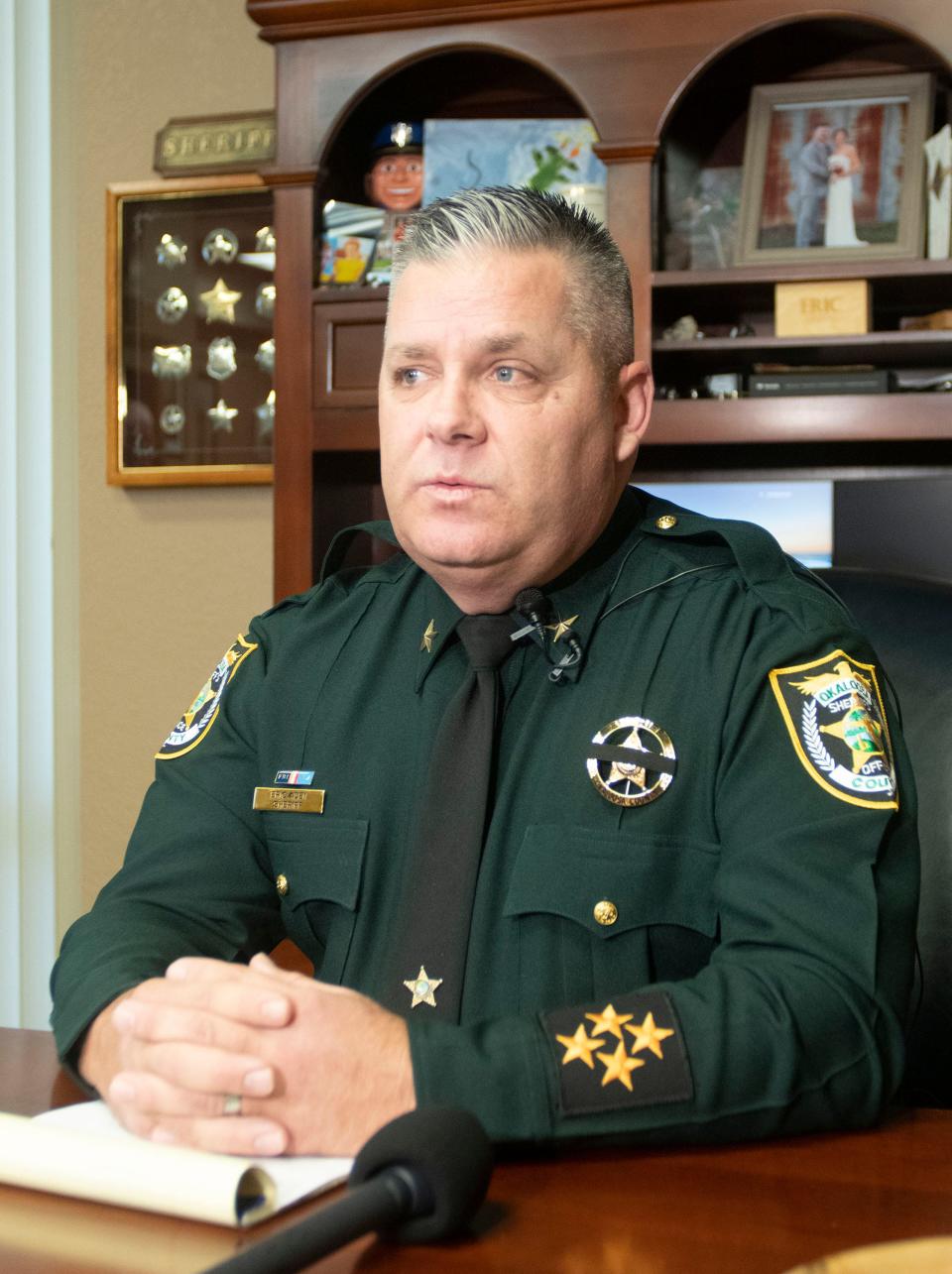 Okaloosa County Sheriff Eric Aden describes the loss of Deputy Ray Hamilton and the effect his death has had on his department during an interview on Tuesday, Dec. 27, 2022. Deputy Hamilton was shot and killed while responding to a domestic disturbance call on Christmas Eve. 