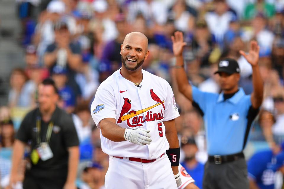 Albert Pujols reached the semifinals of the Home Run Derby at Dodger Stadium.