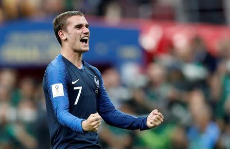 Soccer Football - World Cup - Final - France v Croatia - Luzhniki Stadium, Moscow, Russia - July 15, 2018 France's Antoine Griezmann celebrates winning the World Cup REUTERS/Darren Staples