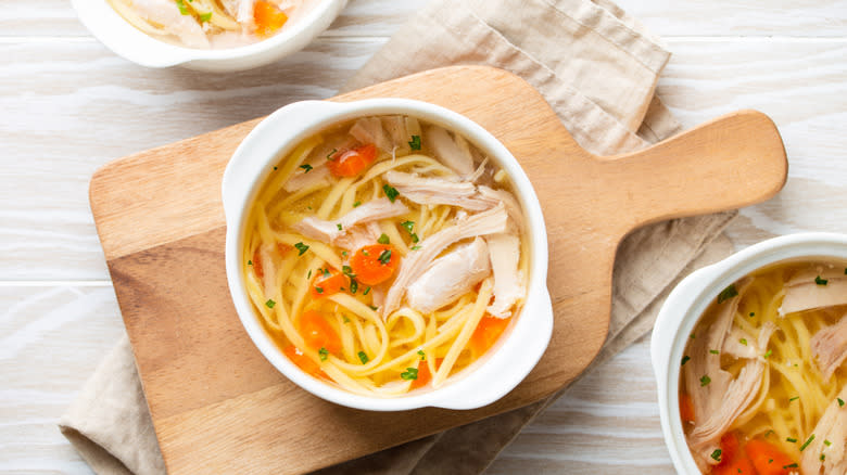 Bowl of chicken noodle soup