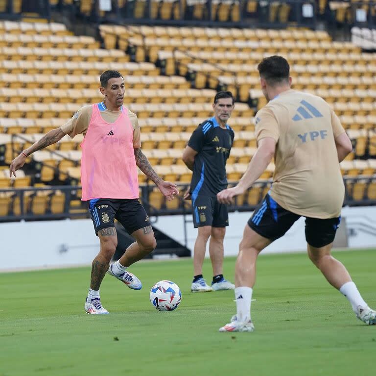 Ángel Di María durante el entrenamiento con la selección argentina en Atlanta