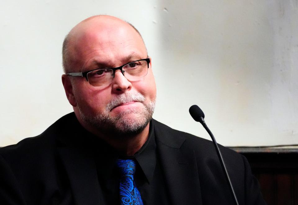 Kelly Cinereski, a pastor in Alaska and formerly in Ohio, testified for the defense in the trial of George Wagner IV, Monday Nov. 7, 2022 in Pike County Common Pleas Court in Waverly, Ohio. Cinereski knew the Wagner from 2000 to 2006. He trusted them. Cinereski's son, Caleb Cinerski also testified.