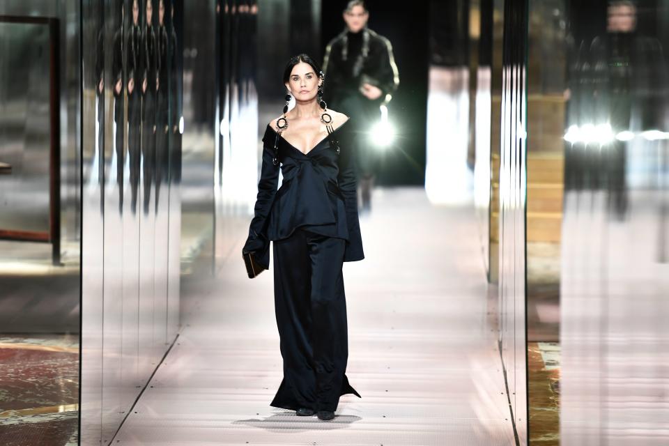 Demi Moore opens for Fendi's Spring-Summer 2021 during Paris Haute Couture Fashion Week. (Photo: Getty Images)