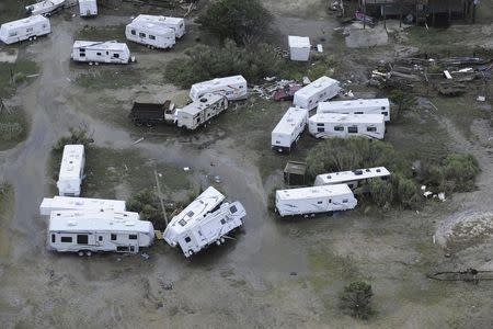 Flooding from Hurricane Arthur is pictured on the Outer Banks of North Carolina in this July 4, 2014 aerial handout photo provided by the U.S. Coast Guard. REUTERS/U.S. Coast Guard/Handout via Reuters