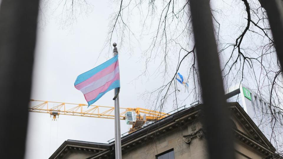 A moment of silence was held before the transgender Pride flag was raised.