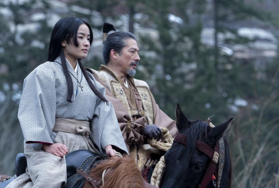 episode 5 airs march 19 pictured l r anna sawai as toda mariko, hiroyuki sanada as yoshii toranaga cr katie yufx