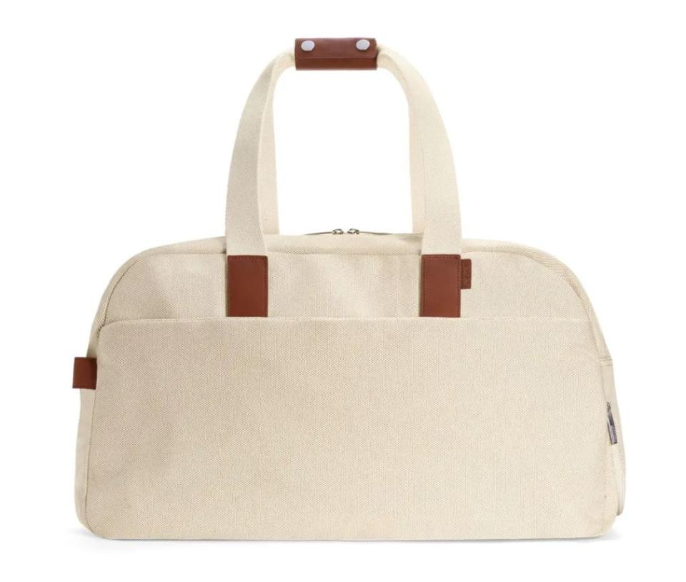 <a href="https://fave.co/3bDBfnB" target="_blank" rel="noopener noreferrer">This canvas weekender bag</a> has a shoe compartment, 15-inch laptop sleeve and plenty of room for clothes and essentials. <a href="https://fave.co/3bDBfnB" target="_blank" rel="noopener noreferrer">Normally $245, find it on sale at Away for half off</a> in colors Black, Olive and Natural.