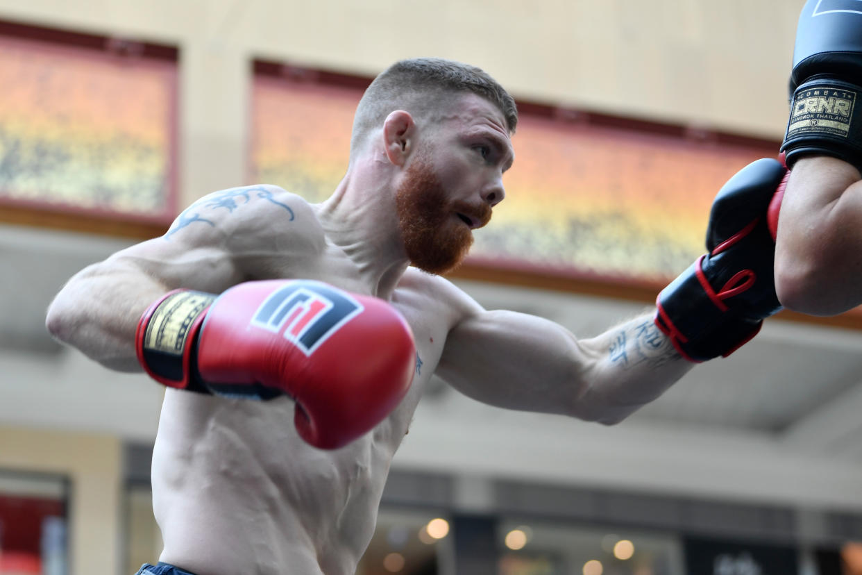 ABU DHABI, UNITED ARAB EMIRATES - SEPTEMBER 04:  Paul Felder holds an open training session for fans and media at Yas Mall on September 4, 2019 in Abu Dhabi, United Arab Emirates. (Photo by Jeff Bottari/Zuffa LLC/Zuffa LLC via Getty Images)