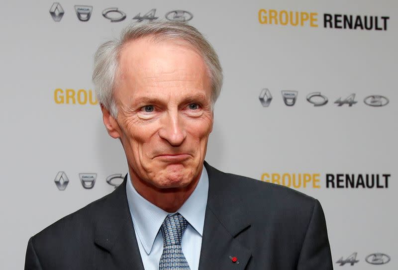 Chairman of Renault SA Jean-Dominique Senard attends a news conference at French carmaker Renault headquarters in Boulogne-Billancourt