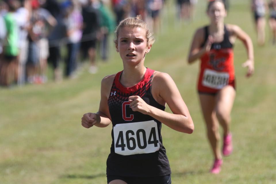 Crestview's Leyna Gerich led the Cougars to a fourth straight Firelands Conference championship on Saturday.