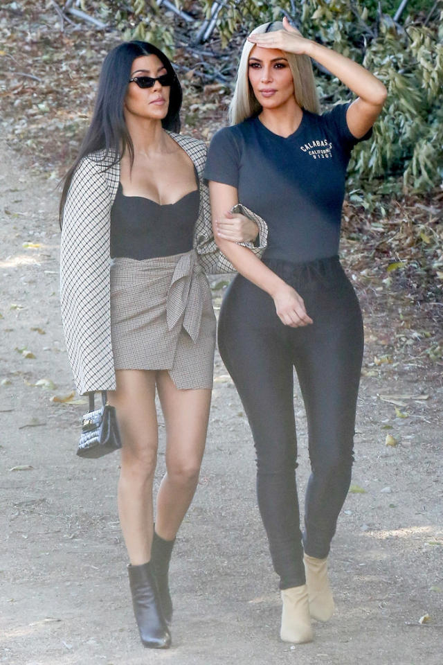 Kim and Kourtney Kardashian Wear the Most Outrageous Outfits to Go  Christmas Tree Shopping in October