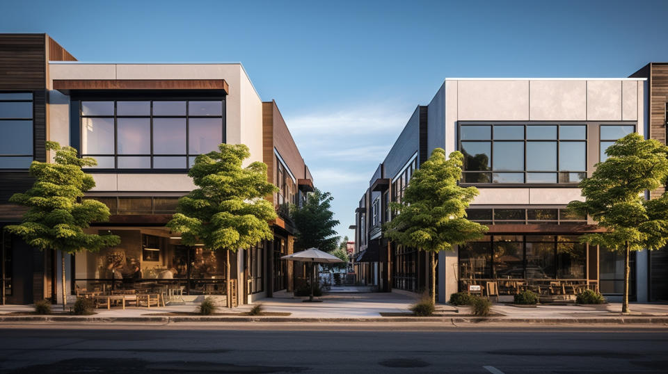 An exterior view of a modern retail property, embodying a landlord’s real estate investment.