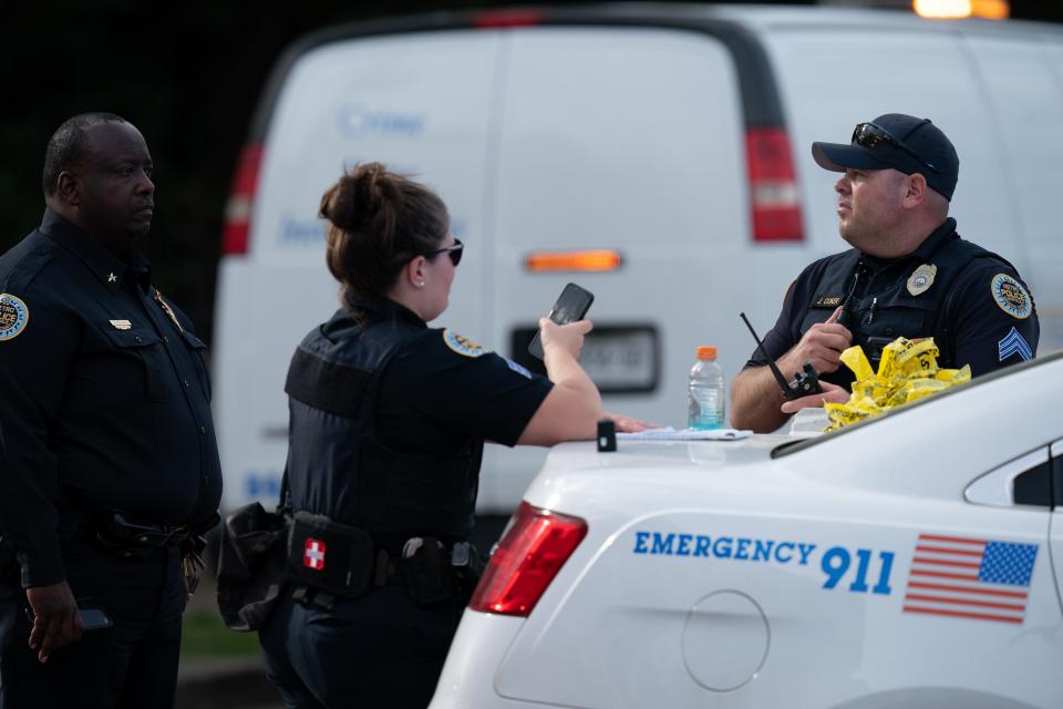 Metro Nashville Police Department officers work a crime scene. The agency on April 18, 2024 arrested a preschool teacher who brought multiple guns to The Academy of McCrory Lane and threatened another teacher.