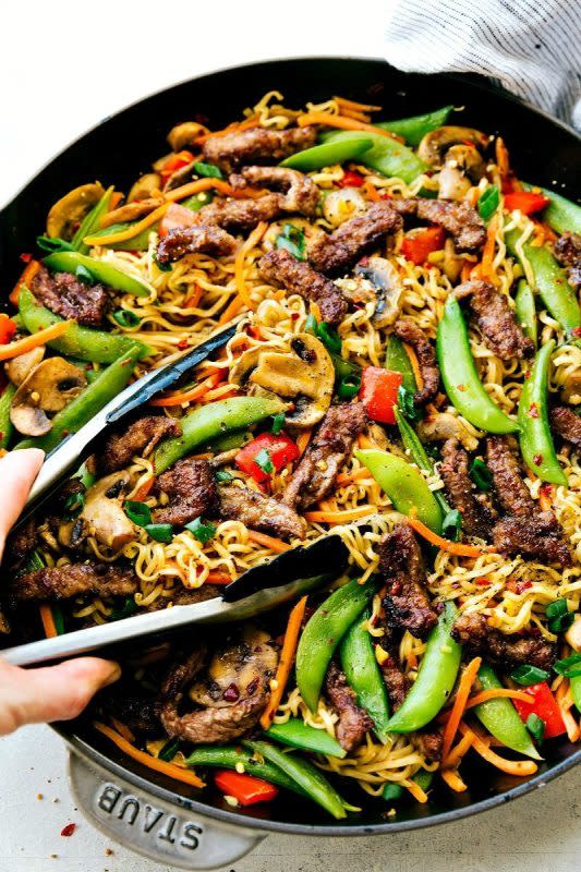 <p>Chelsea's Messy Apron</p><p>Garlic Beef and Veggie Ramen is an easy dinner recipe that is so much better than take-out!</p><p><strong>Get the recipe: <a href="https://www.chelseasmessyapron.com/garlic-beef-and-veggie-ramen/" rel="nofollow noopener" target="_blank" data-ylk="slk:Garlic Beef and Veggie Ramen;elm:context_link;itc:0;sec:content-canvas" class="link rapid-noclick-resp"><em>Garlic Beef and Veggie Ramen</em></a></strong></p>