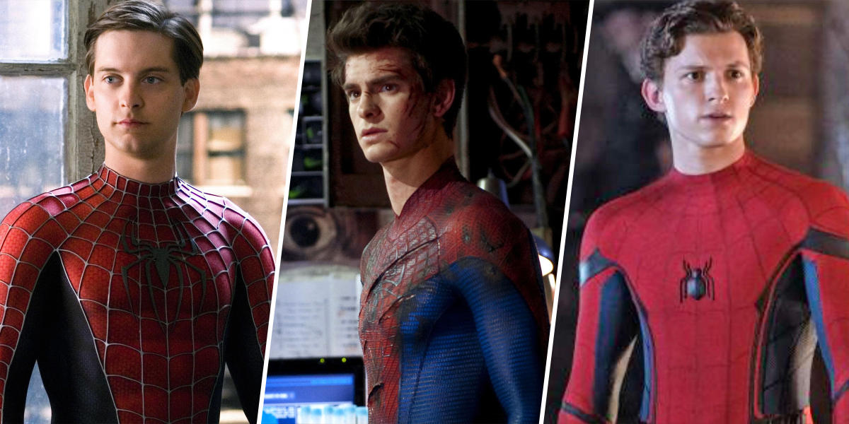 Tobey Maguire, Andrew Garfield and Tom Holland re-create iconic Spider ...