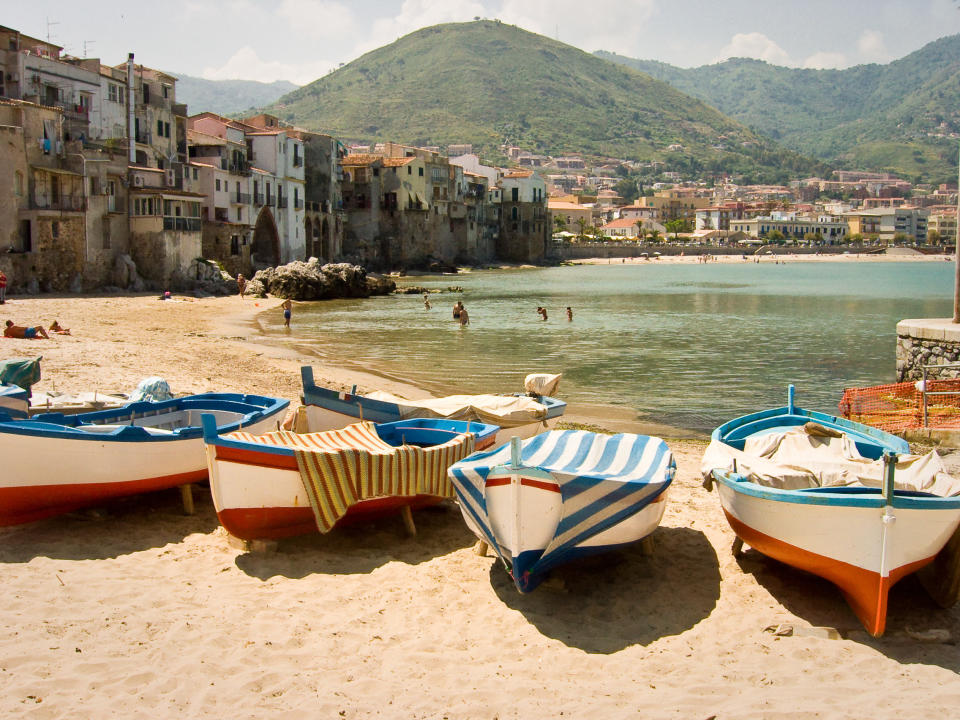 Fishing boats in Cefalu, Sicily.