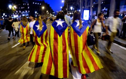 Protest against Spanish police forces in Barcelona