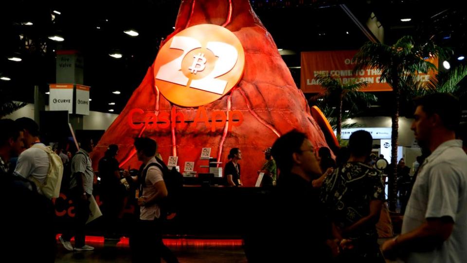 Recreation of a volcano at the Bitcoin Conference 2022, Miami.