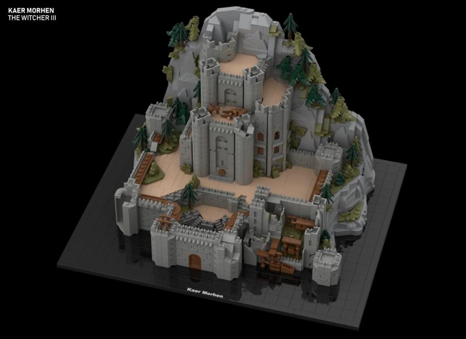 Guide Strats' virtual The Witcher III Kaer Morhen LEGO build (above view)