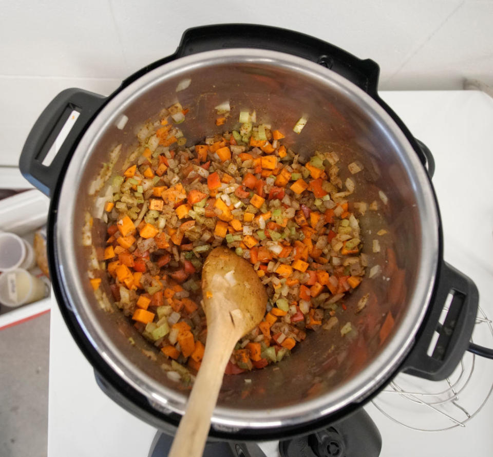 Vegetables in an Instant Pot.