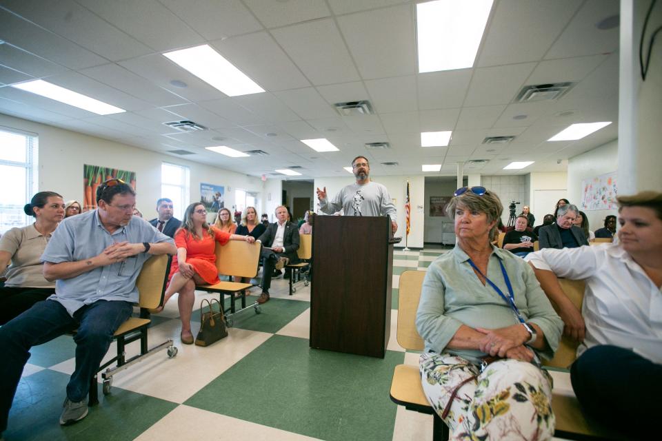 Concerned Tallahassee Classical School parents share their grievances with board members during a meeting Monday, March 27, 2023. 