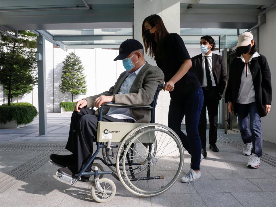 Lim Oon Kuin, also known as O.K. Lim, the founder of collapsed oil trading firm Hin Leong Trading Pte Ltd, arrives at the State Courts, in Singapore