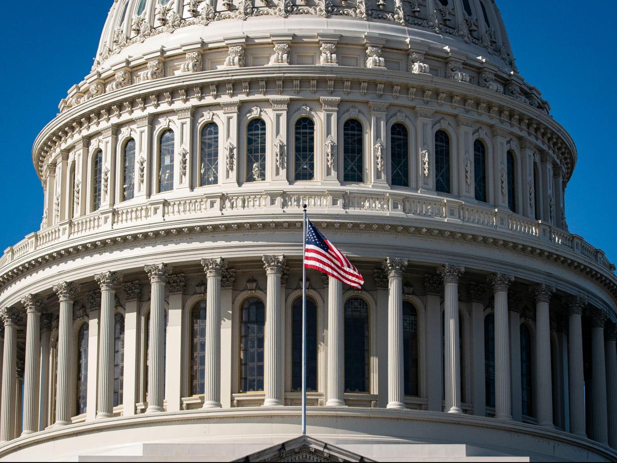 The American flag flies at the US Capitol on November 6, 2020 in Washington, DC.  (Getty Images)