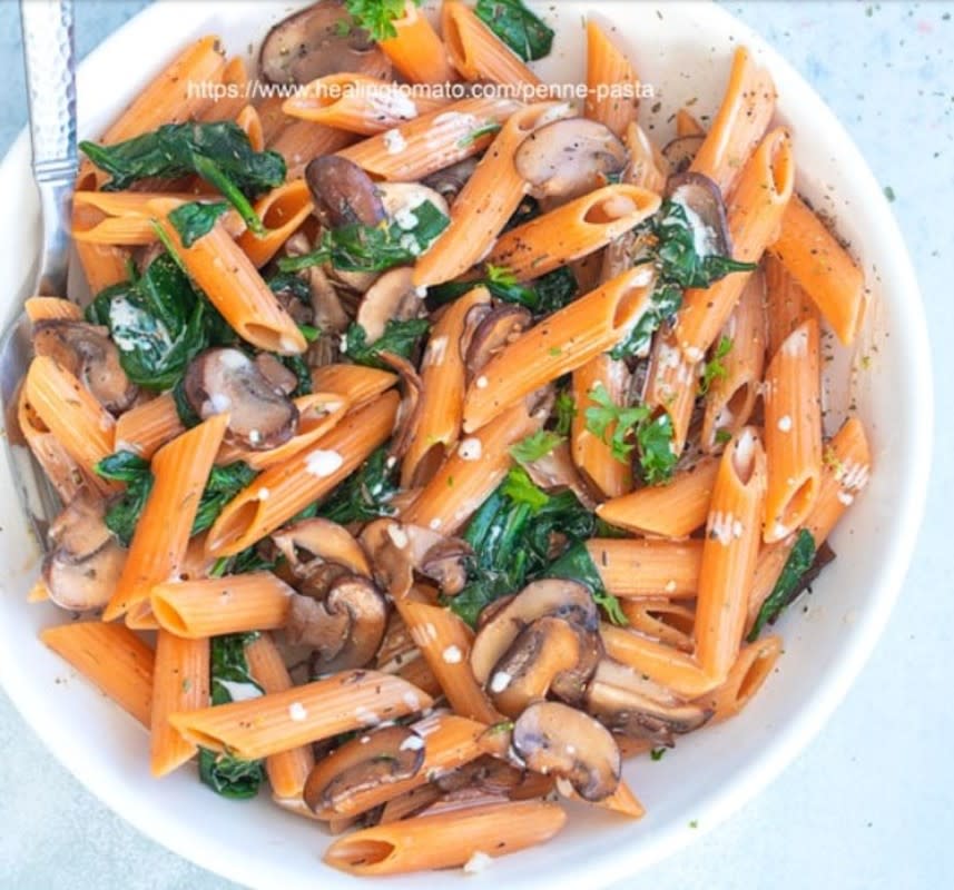 <p>Healing Tomato</p><p>Creamy pasta made with mushrooms, spinach, coconut milk, not a drop of dairy. </p><p><strong>Get the recipe: <a href="https://www.healingtomato.com/penne-pasta" rel="nofollow noopener" target="_blank" data-ylk="slk:Vegan Mushroom Penne Pasta;elm:context_link;itc:0;sec:content-canvas" class="link rapid-noclick-resp">Vegan Mushroom Penne Pasta</a></strong></p><p><strong>Related: <a href="https://parade.com/food/creamy-pasta-sauce-without-cream" rel="nofollow noopener" target="_blank" data-ylk="slk:The Secret Ingredient to the Creamiest Pasta Sauce (Without Adding Cream);elm:context_link;itc:0;sec:content-canvas" class="link rapid-noclick-resp">The Secret Ingredient to the Creamiest Pasta Sauce (Without Adding Cream) </a></strong></p>