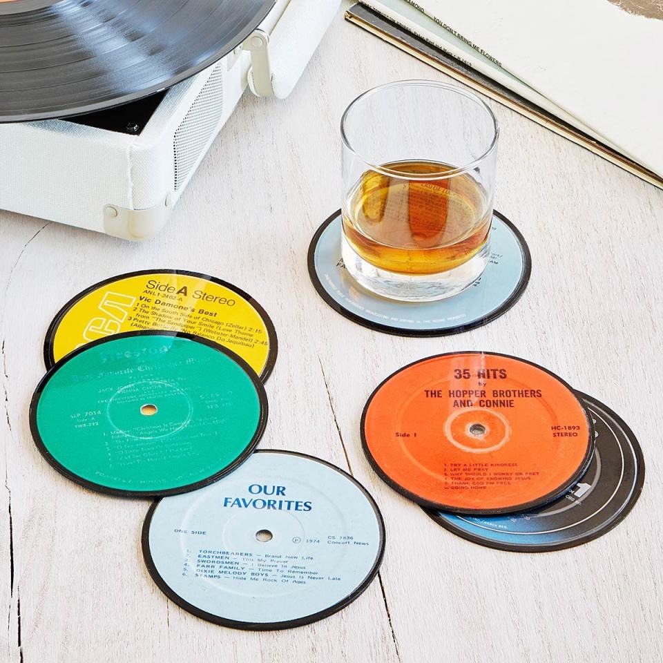 7) Upcycled Record Coasters