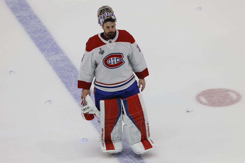 TAMPA, FL - JULY 07: Montreal Canadiens goaltender Carey Price (31) skates off the ice following Game Five of the 2021 Stanley Cup Final between the Montreal Canadiens and the Tampa Bay Lightning on July 7, 2021 at Amalie Arena in Tampa, Fl.  (Photo by David Rosenblum/Icon Sportswire via Getty Images)